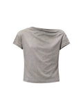 JCAESAR WOMEN Twisted Pleated Asymmetric‑Shoulder Tee