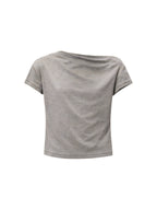 JCAESAR WOMEN Twisted Pleated Asymmetric‑Shoulder Tee
