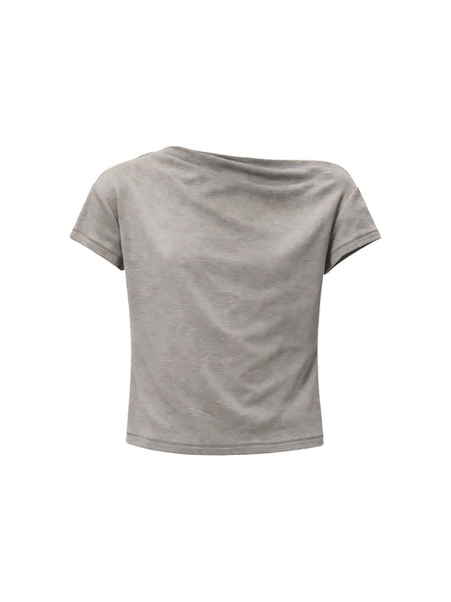 JCAESAR WOMEN Twisted Pleated Asymmetric‑Shoulder Tee