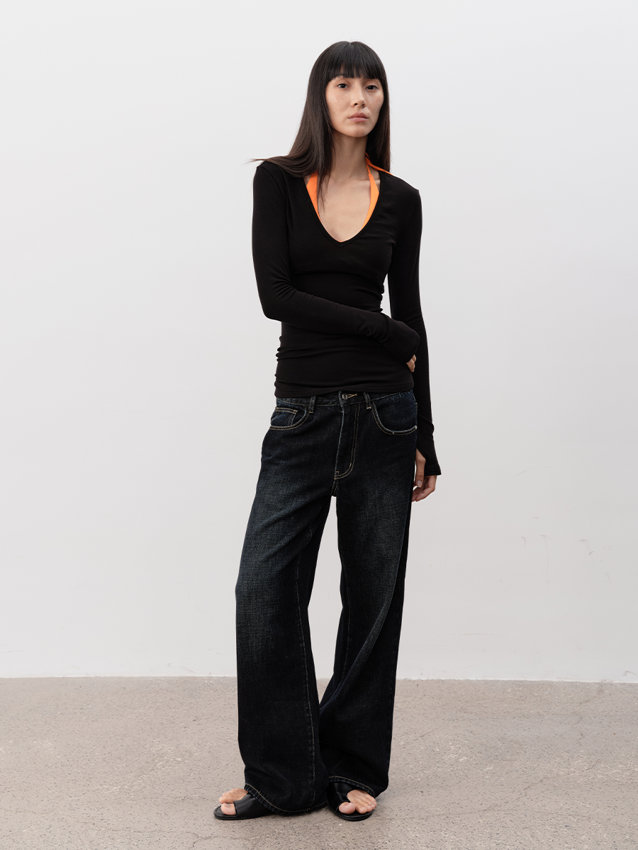 JCAESAR WOMEN Vintage Washed Black Denim - jcaesarclo