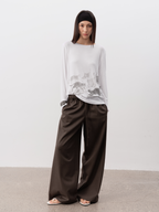 JCAESAR WOMEN Frayed Drawstring Dress Pants - jcaesarclo