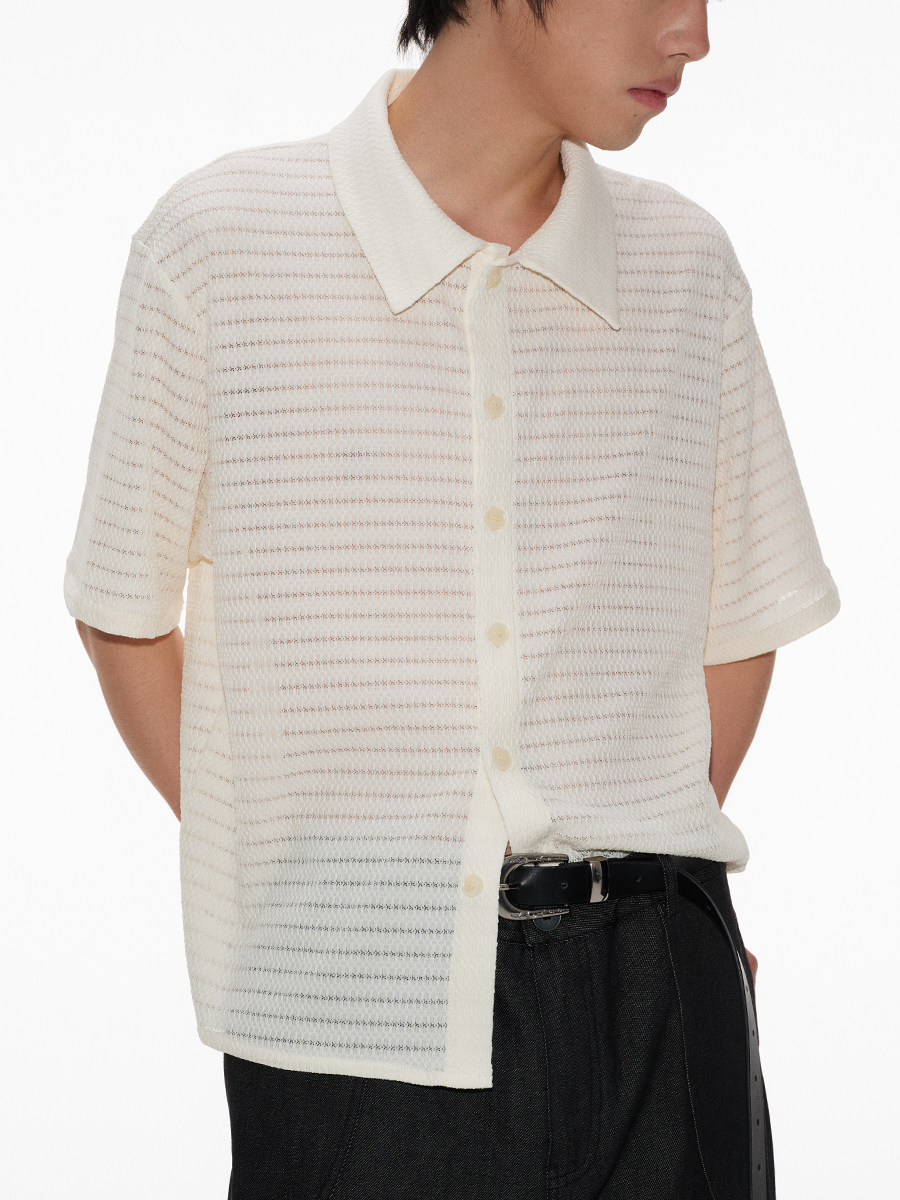 Jcaesar Cut-Out Striped Short-Sleeved Shirt - jcaesarclo