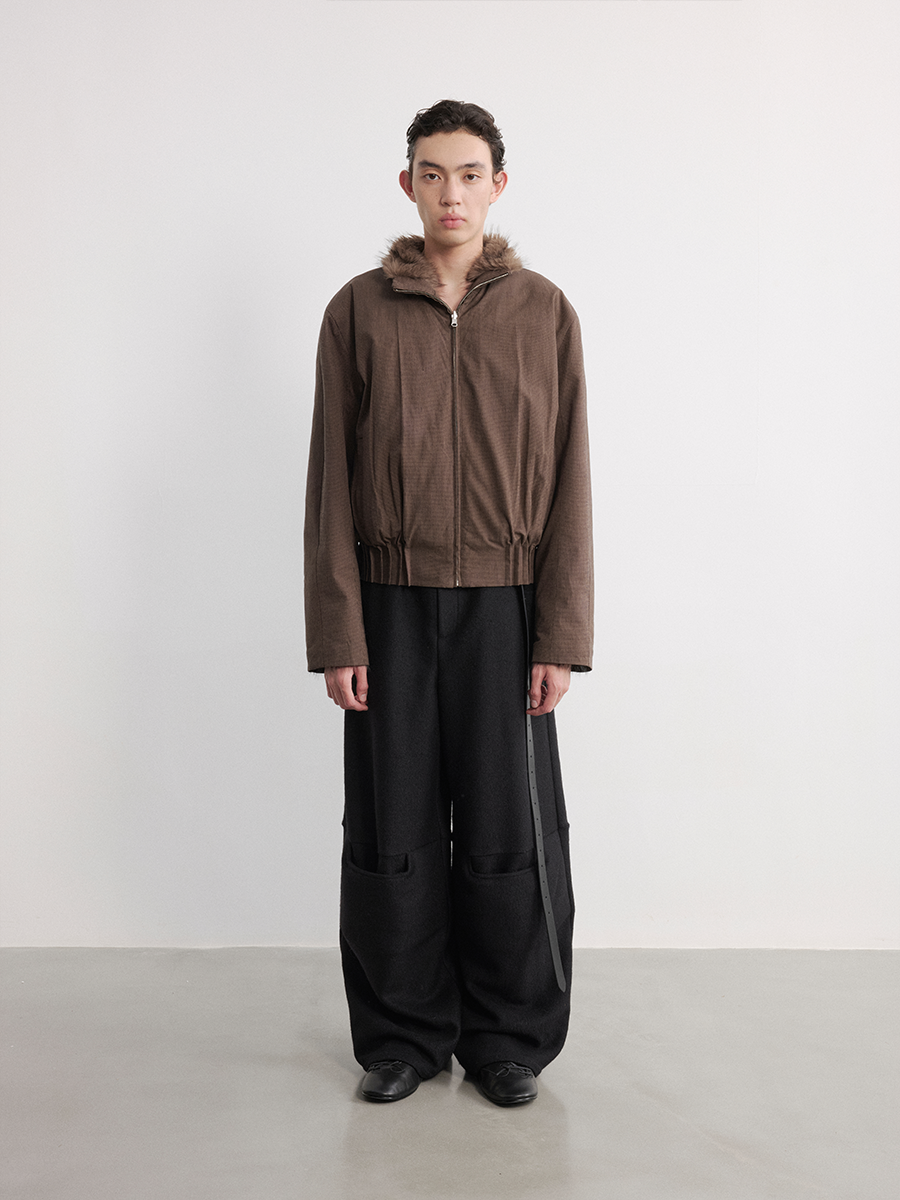 JCAESAR Wide leg pants with knee pads and woolen wool - jcaesarclo