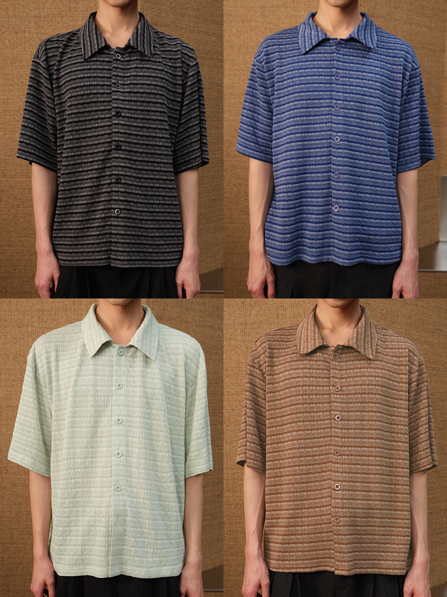 Jcaesar Striped Knitted Short-Sleeve Shirt - jcaesarclo