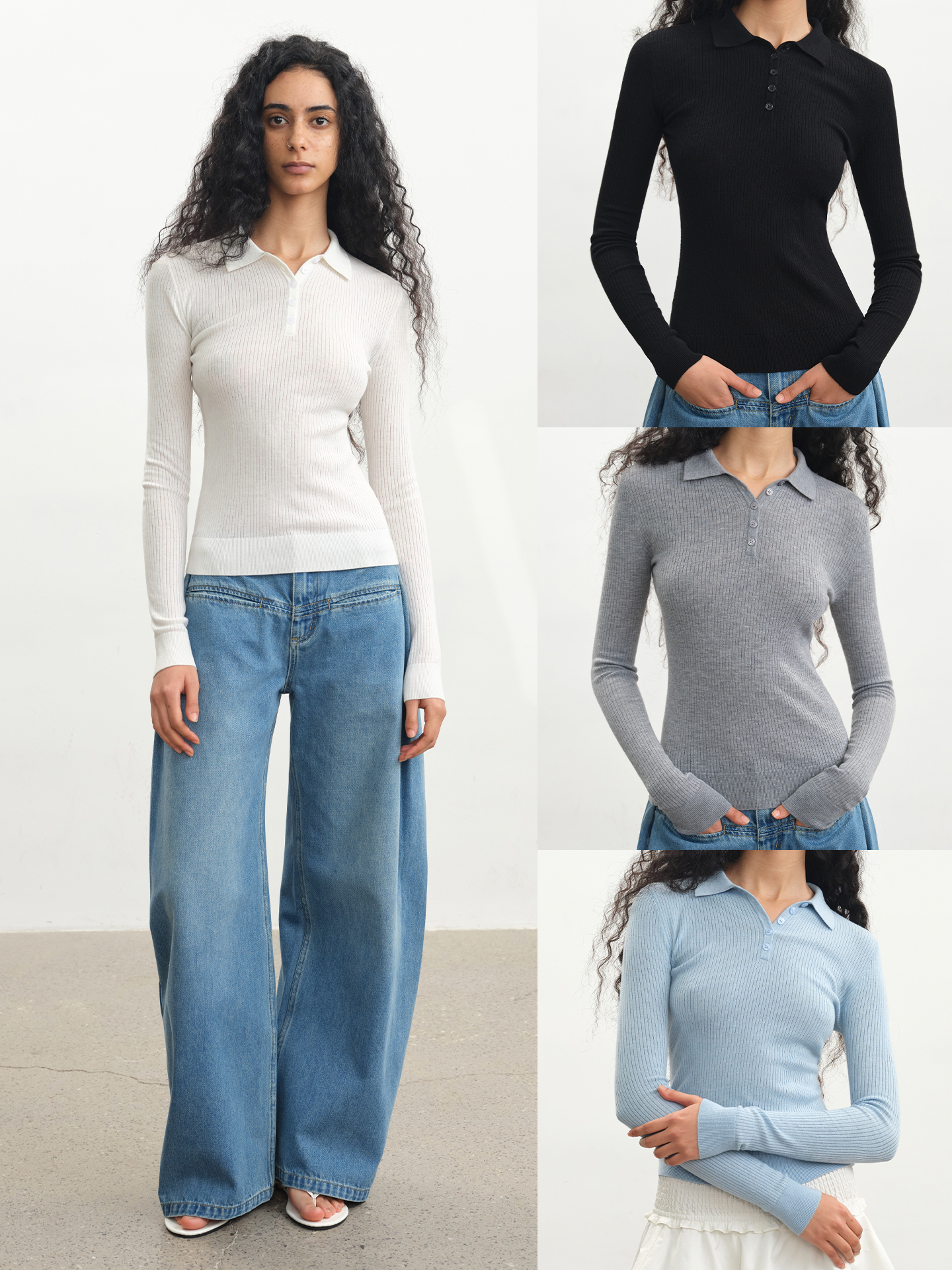 JCAESAR WOMEN Ribbed Knit Base Layer with Polo Collar - jcaesarclo