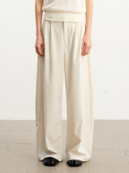 JCAESAR WOMEN Pleated Low‑Crotch Curved‑Blade Pants