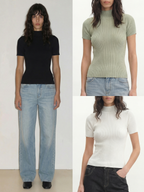 JCAESAR WOMEN Wide‑Trim Collar Fitted Sweater - jcaesarclo