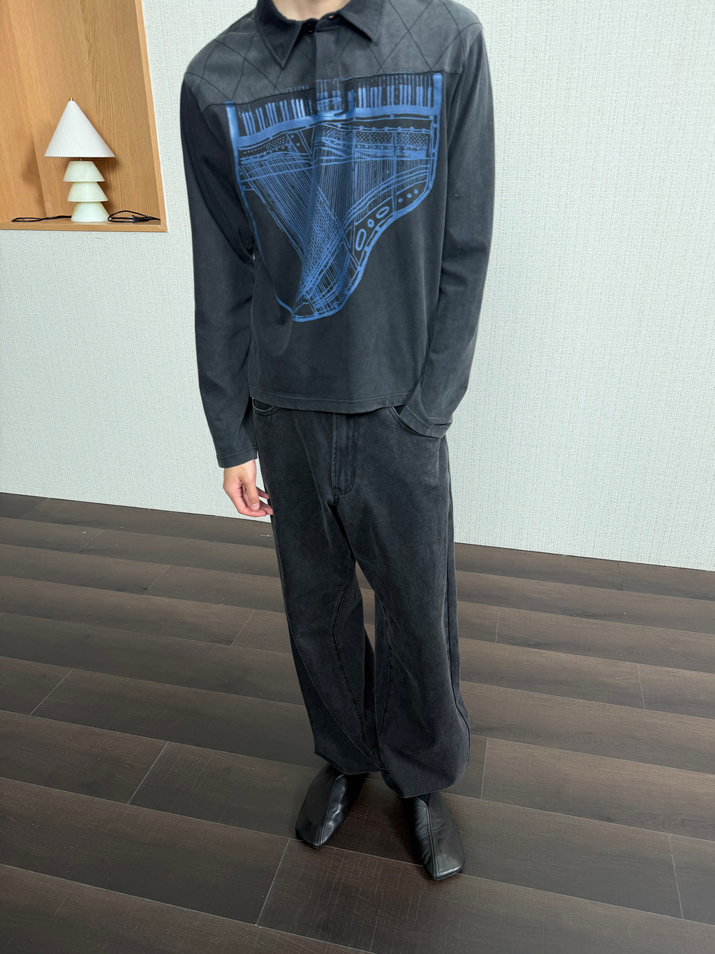 JCAESAR Reversed Piano Print Long-Sleeve Shirt