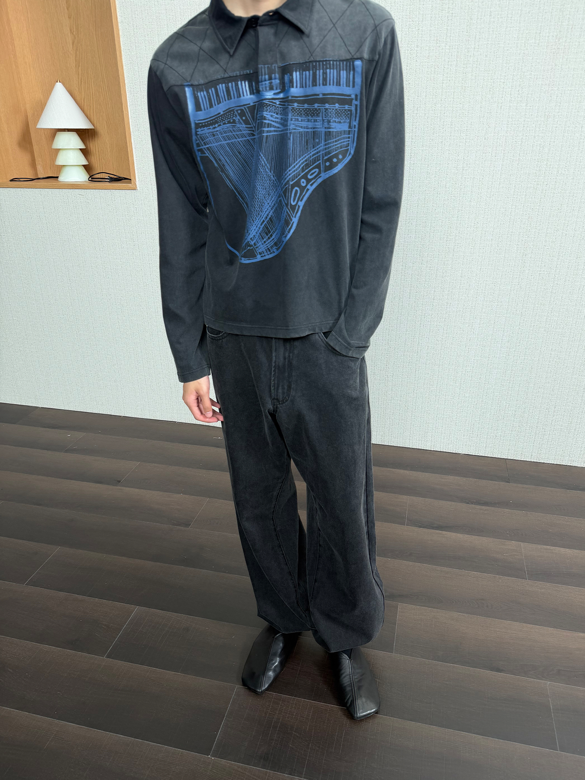 JCAESAR Reversed Piano Print Long-Sleeve Shirt