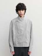 JCAESAR Cross‑collar mesh pleated jacket