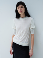 JCAESAR WOMEN Layered-Look Ruched-Sleeve Short-Sleeve Top - jcaesarclo