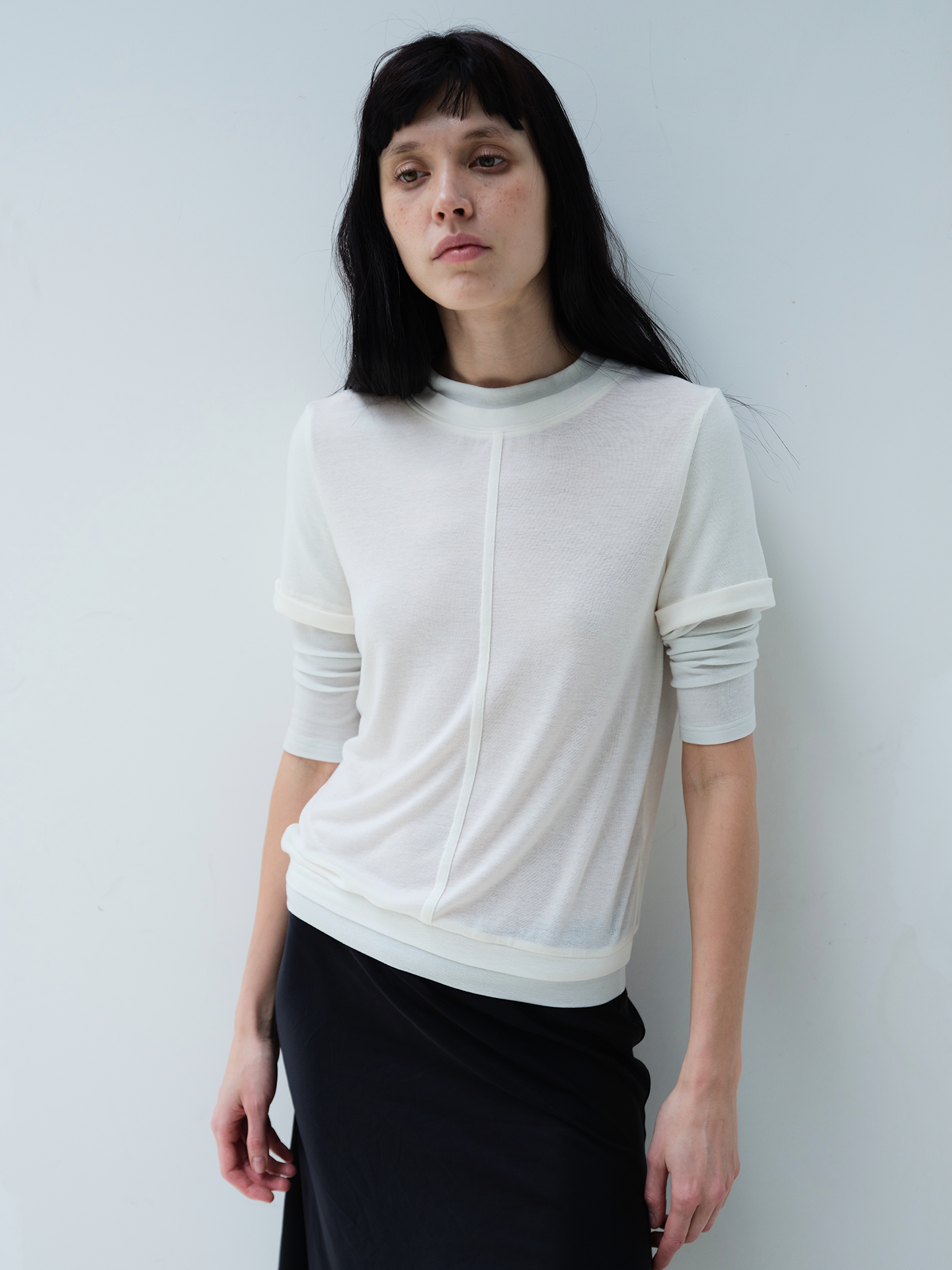 JCAESAR WOMEN Layered-Look Ruched-Sleeve Short-Sleeve Top - jcaesarclo