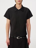 Jcaesar C-Shaped Button Short-Sleeved Shirt - jcaesarclo