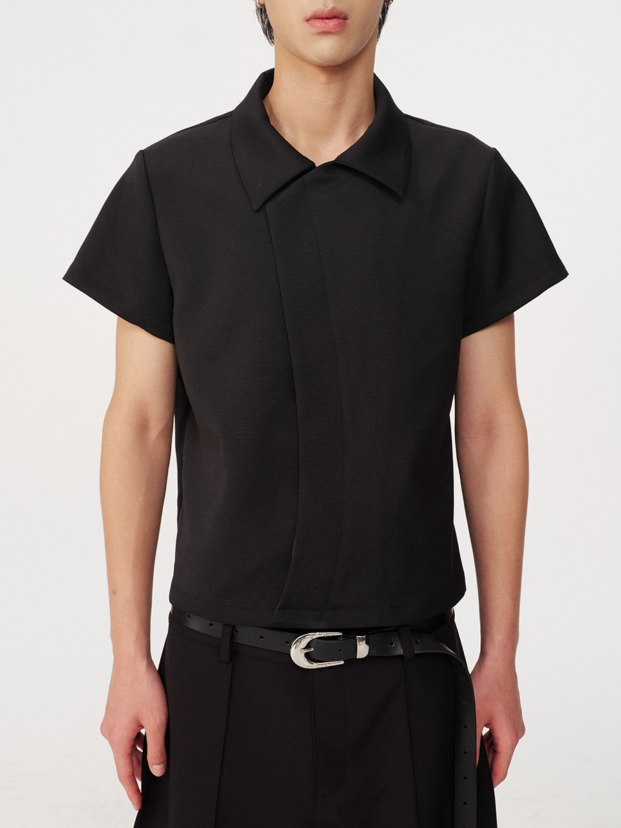 Jcaesar C-Shaped Button Short-Sleeved Shirt - jcaesarclo
