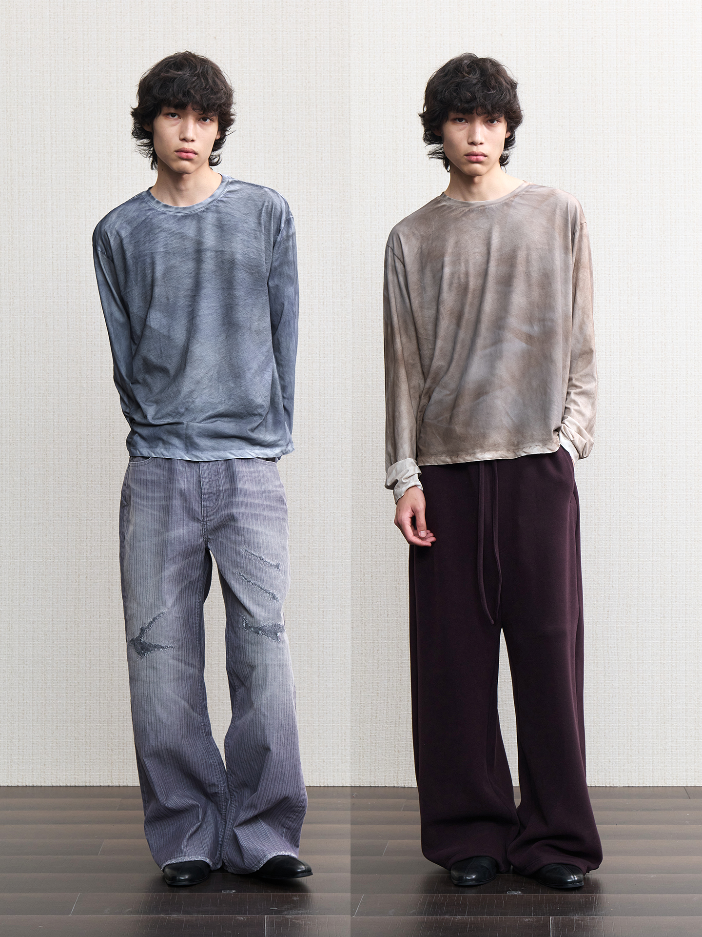 JCAESAR Oil‑stain dyed long‑sleeve shirt