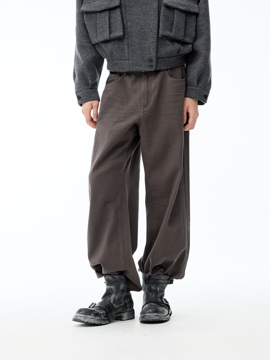 JCAESAR Pleated Washed Matte Jeans - jcaesarclo