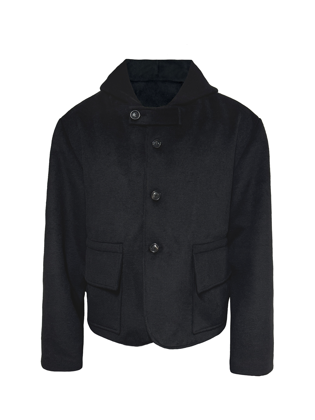JCAESAR Hooded Wool Jacket with Pockets - jcaesarclo