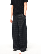 JCAESAR Checkered drawstring trousers with subtle grid pattern