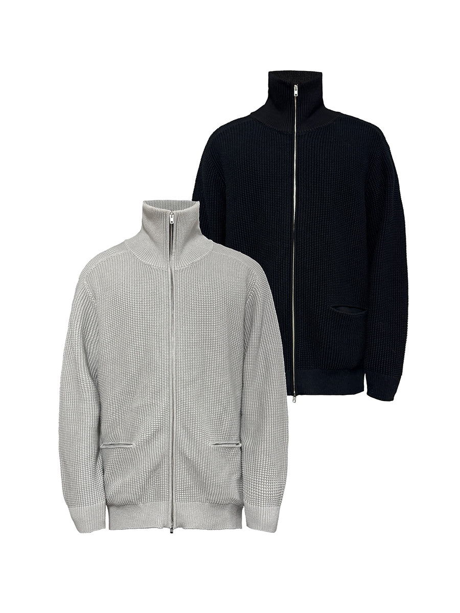 JCAESAR Silhouette High-Neck Zipper Sweater