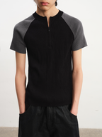 JCAEASAR Half-zip raglan sports tee