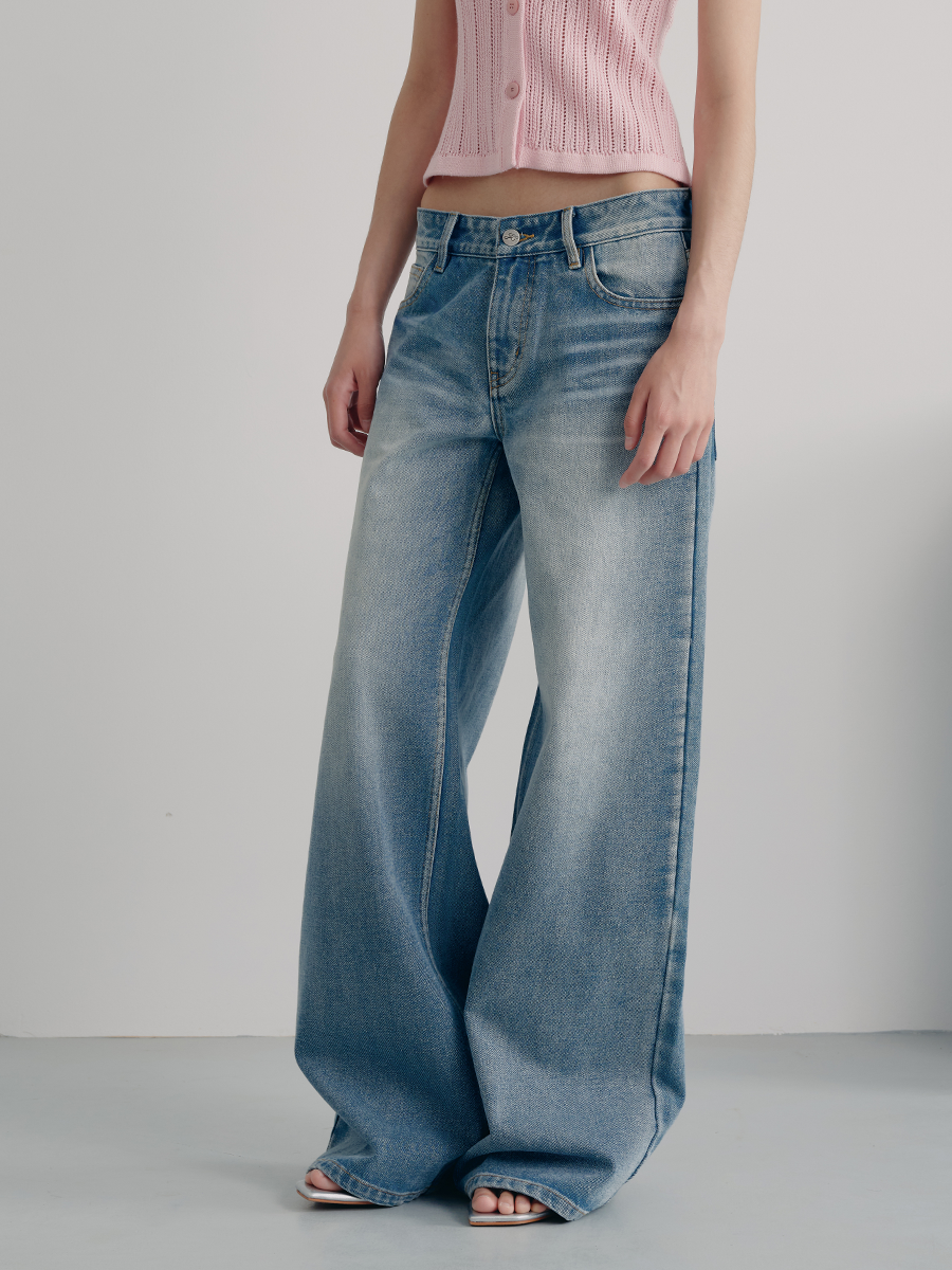 JCAESAR WOMEN Light Wash Denim Wide Leg Jeans