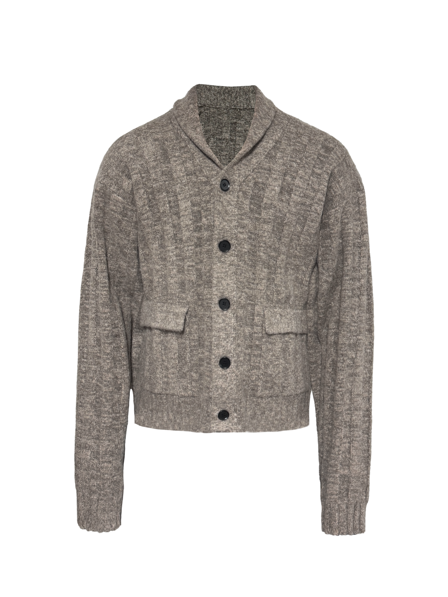 JCAESAR Shawl-Collar Ribbed Sweater