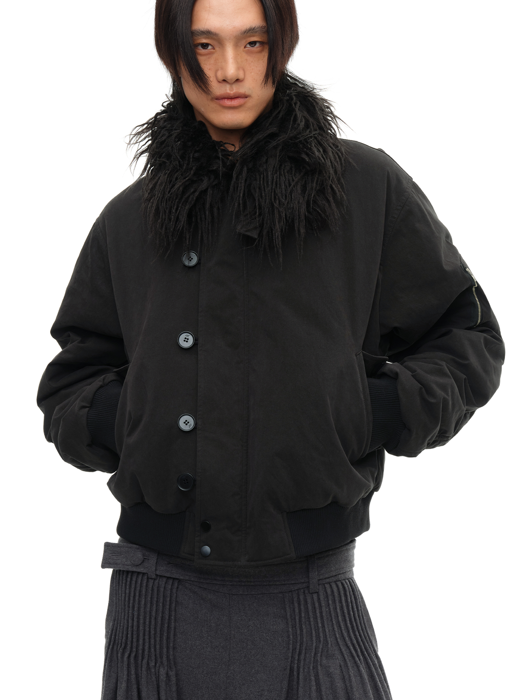 JCAESAR Vintage‑Style Removable Fur‑Collar N2B Padded Jacket - jcaesarclo