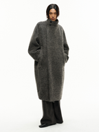 JCAESAR  Cocoon-Shaped Overcoat With A Back Pleated Slanted Front - jcaesarclo
