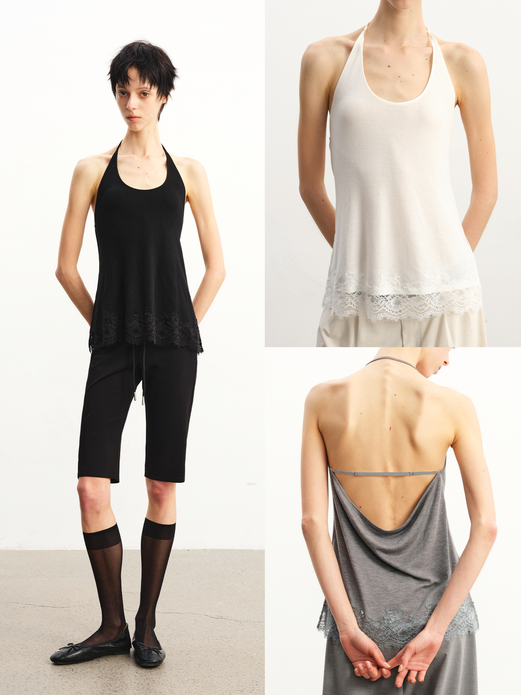 JCAESAR WOMEN Draped sheer panel camisole