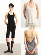 JCAESAR WOMEN Draped sheer panel camisole