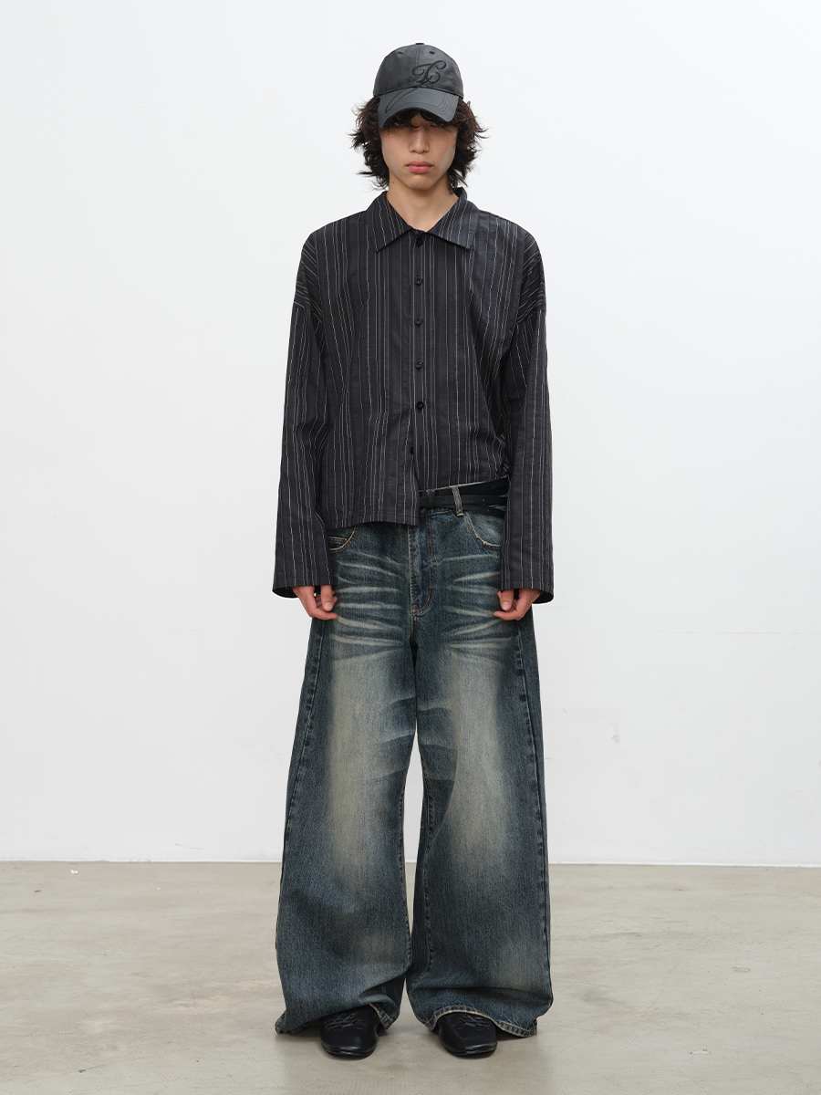 JCAESAR Blue-Gray Washed Denim Jeans - jcaesarclo