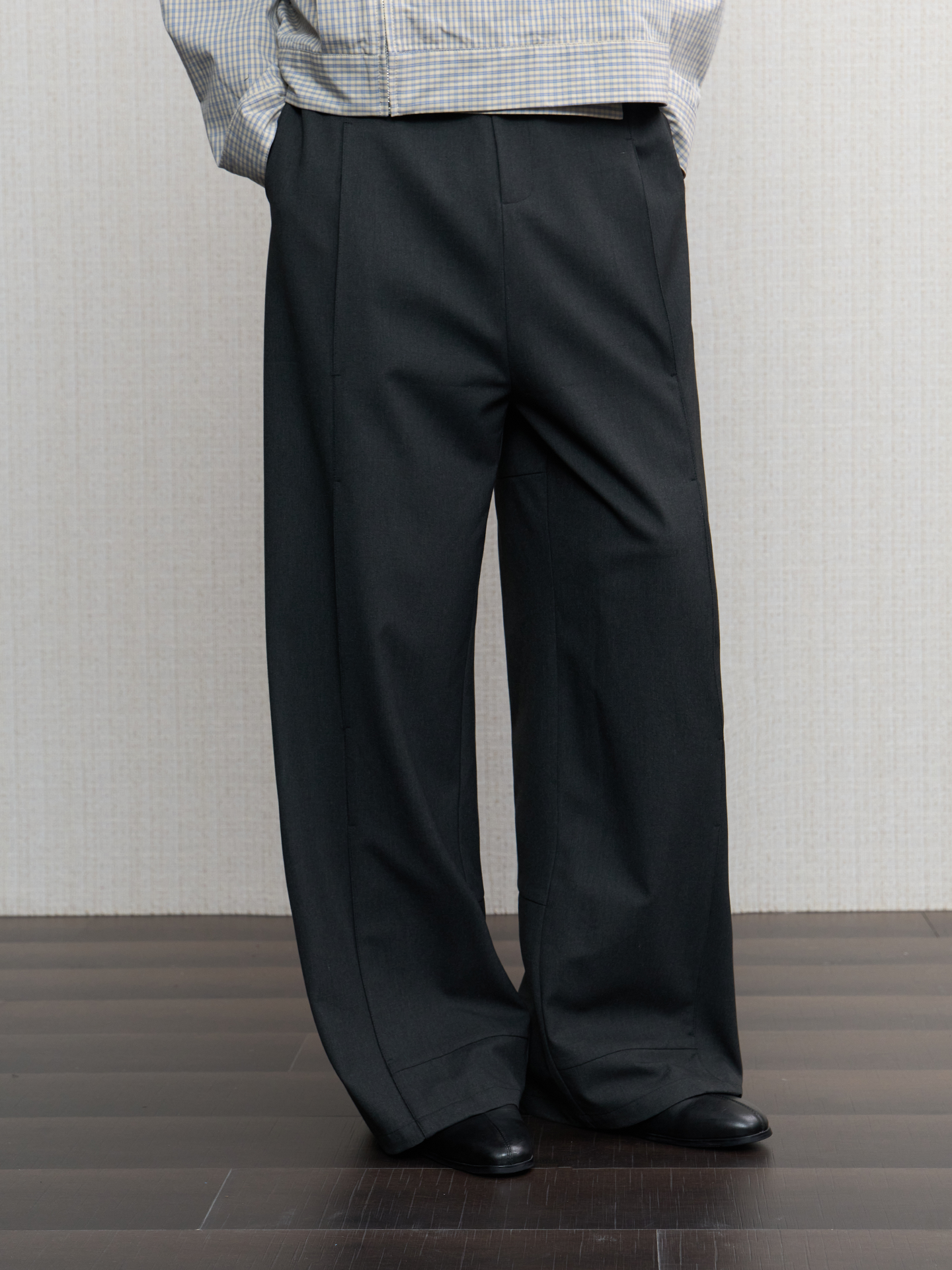 JCAESAR  Fence-Mesh Panel Long Pants