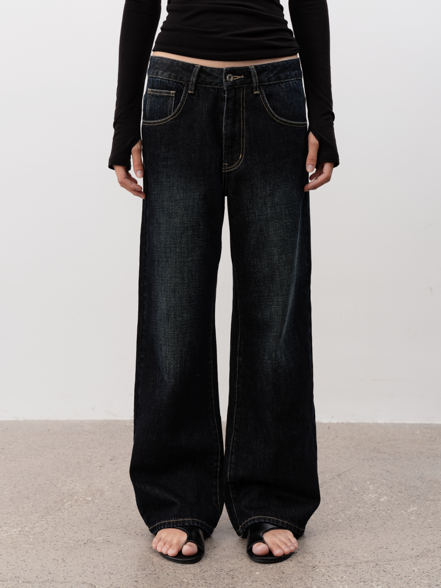 JCAESAR WOMEN Vintage Washed Black Denim