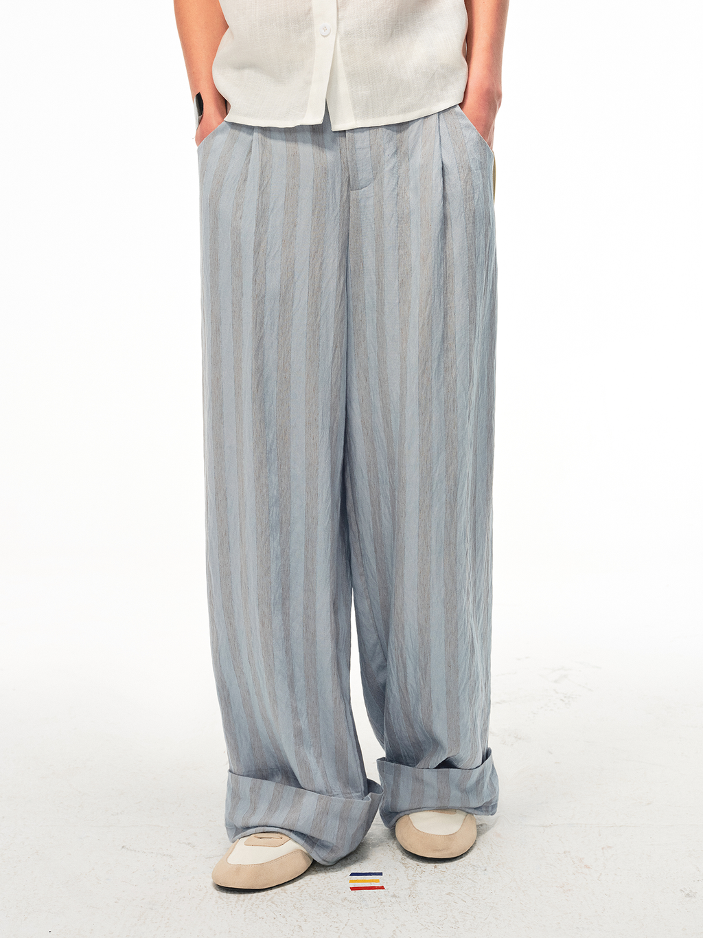 JCAESAR Dark Pinstripe Drawstring Cuffed Black Cargo Pants