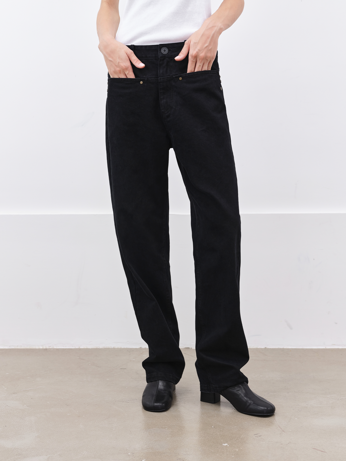 JCAESAR WOMEN Yuppie Vintage Washed Wide-Leg Trousers