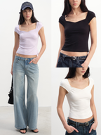JCAESAR WOMEN  Ruched Crew‑Neck Tee - jcaesarclo