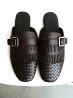 JCAESAR Woven Tassel Monk‑Strap Leather Slides