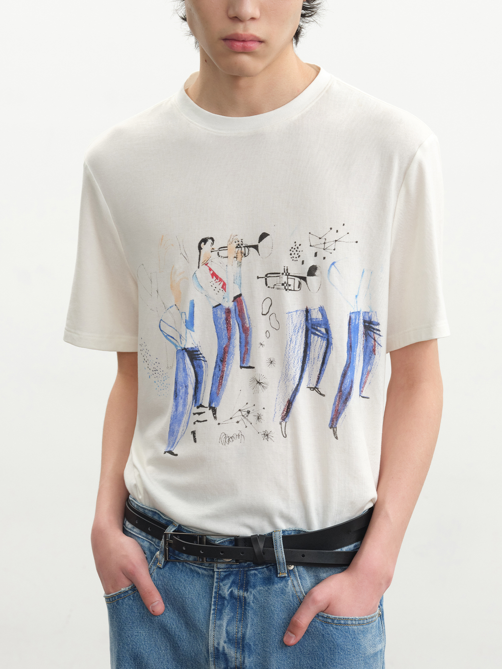 JCAESAR Blue Symphony Print Short‑Sleeve Tee - jcaesarclo