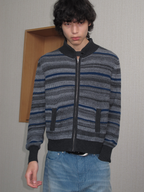 JCAESAR Accordion-Stripe Knit Cardigan Sweater