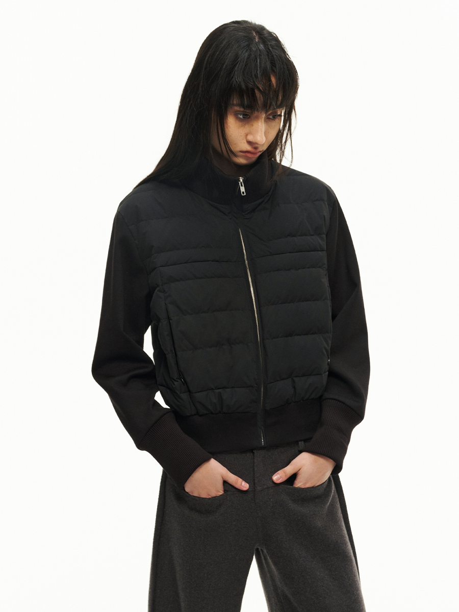 JCAESAR WOMEN Vertical Thread Collar Rib Down Jacket