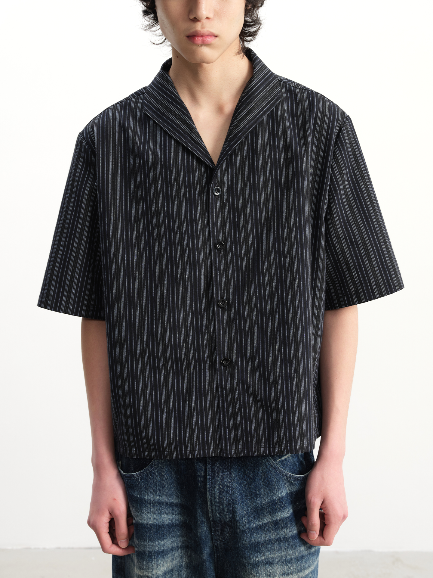 JCAESAR One‑Piece Collar Striped Shirt - jcaesarclo