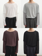 JCAESAR Two‑Layer Effect Slub‑Texture Long‑Sleeve Top