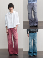 JCAESAR Washed distressed striped denim jeans