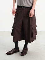 JCAESAR Plaid Pleated Cargo Cropped Pants - jcaesarclo