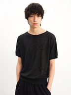 JCAESAR Half‑Zip Slub‑Texture Short‑Sleeve Top