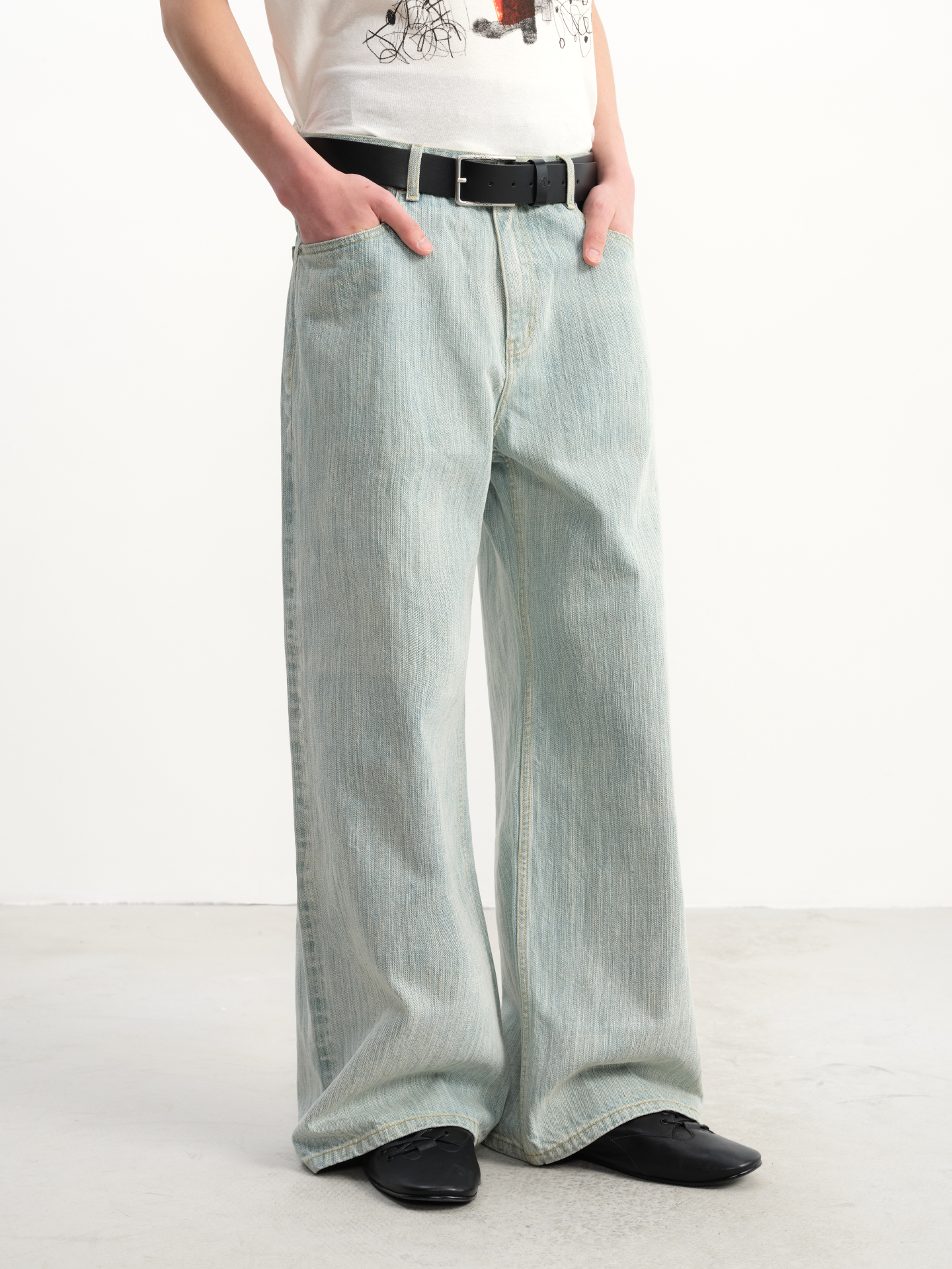 JCAESAR Light Blue Slub Denim Pants - jcaesarclo
