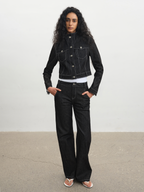 JCAESAR WOMEN Stand‑Collar Raw Denim Jacket - jcaesarclo
