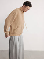 JCAESAR Cotton-Padded Collar Drawstring Knitted Cardigan - jcaesarclo