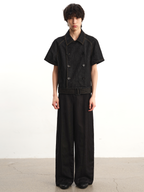 JCAEASAR Double-breasted raw-denim belted shirt