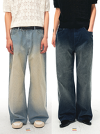 JCAESAR Washed corduroy pants with distressed finish in smog grey